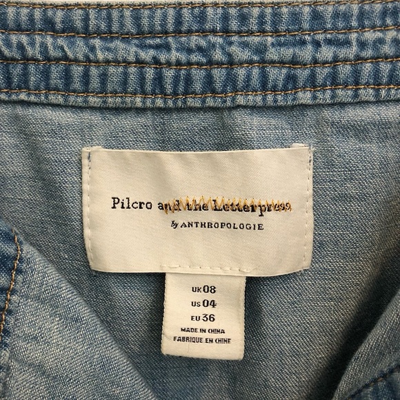 Pilcro and the Letterpress for Anthropologie Waist-tied Denim Jumpsuit. - Picture 4 of 5